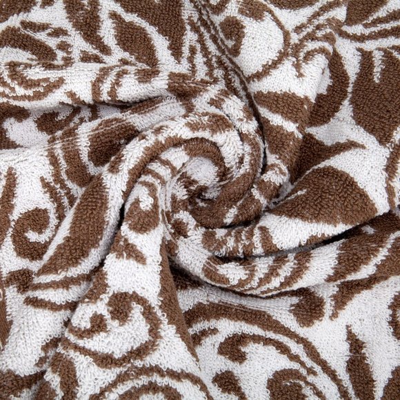Modernthreads Designer Trefoil Brown/White 6 Piece Towel Set - Picture 7 of 11